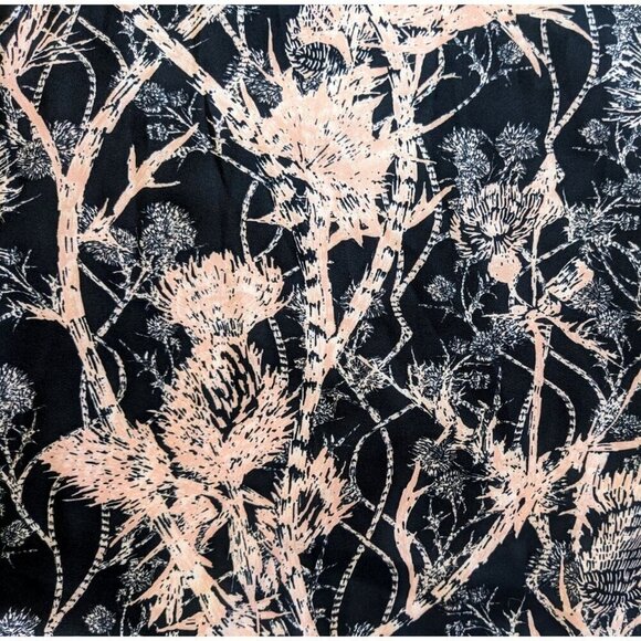 NWOT CEDRIC CHARLIER Black & Peach Thistle Print High-Lo Midi Dress Size 36/2 - Picture 2 of 13